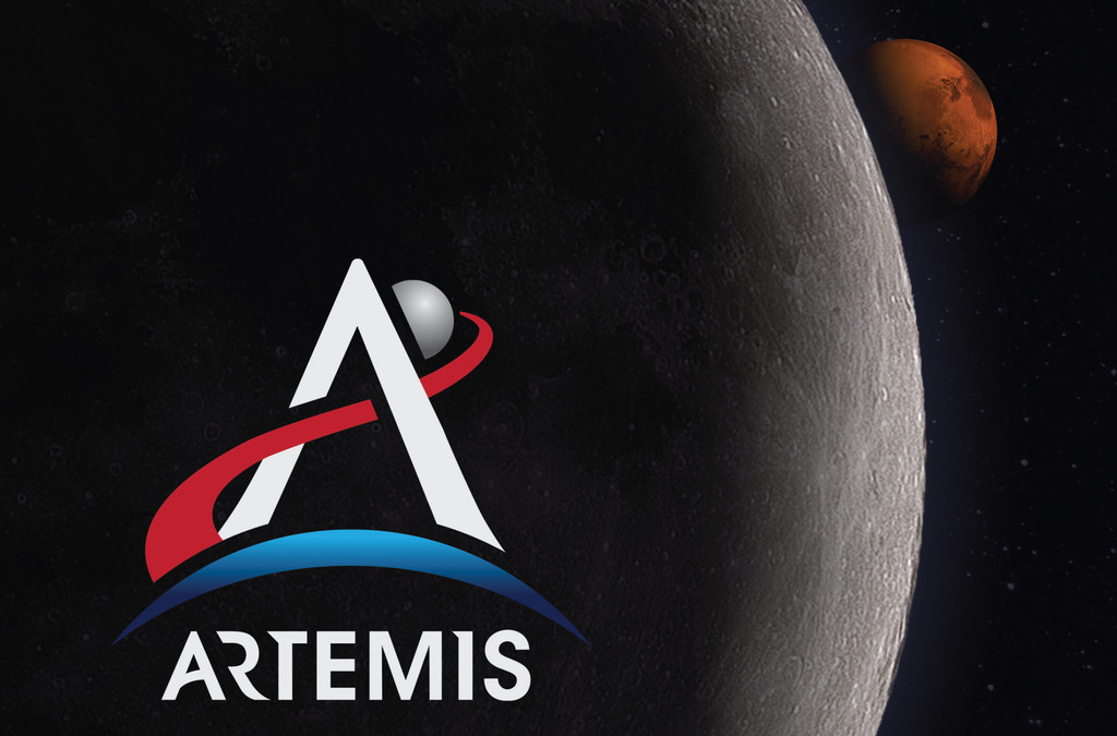 Este es el logotipo de Artemisa, el programa que llevará astronautas de nuevo a la Luna en el año 2024